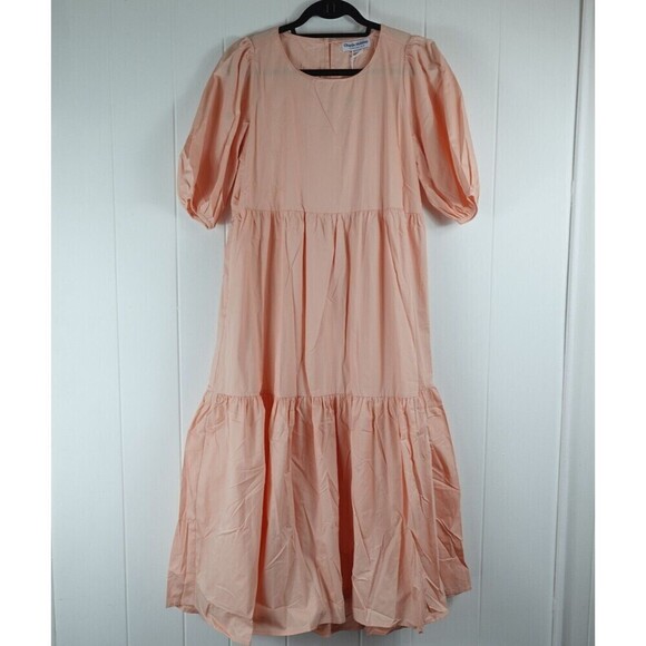 Charlie Holiday Womens Tiered Peach Maxi Dress Size 6 - Picture 1 of 8